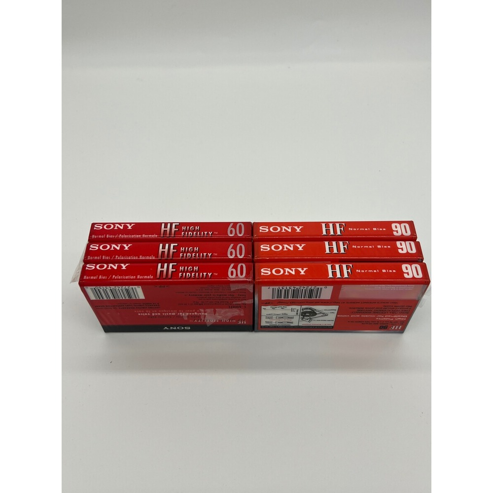 Sony HF High Fidelity Blank Audio Cassette Tapes Lot of 6 60 & 90 Min Type I New